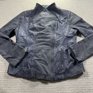 Sebby gray moto jacket asymmetrical front zip Size Large